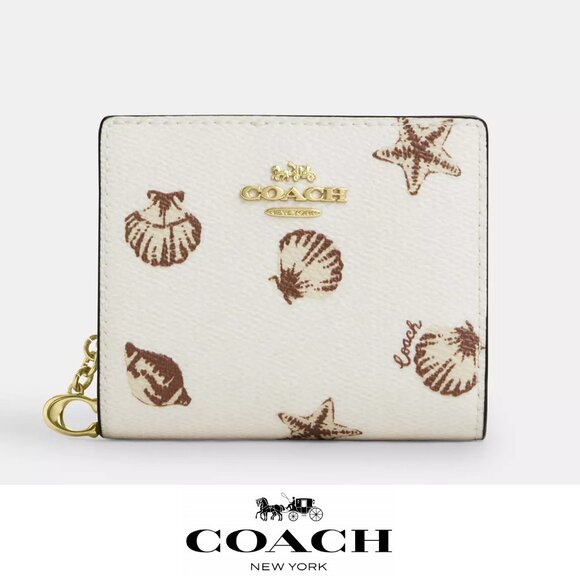 🐚🦀Coach Snap Wallet With Shell Print - Picture 1 of 6